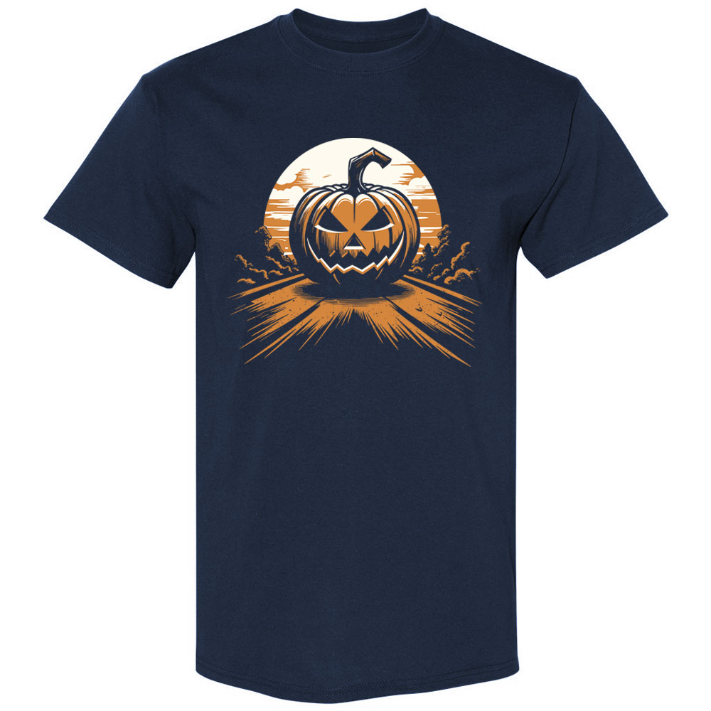 thumbnail image 2 of Fruit Of The Loom Men's Big & Tall Halloween T-Shirt – Black Pumpkin Jack O'Lantern Graphic Tee 2 of 3
